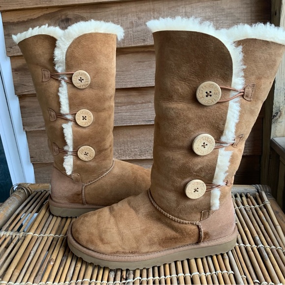 UGG Shoes Ugg Chestnut Bailey Triplet Sheepskin Tall 3 Button Boots